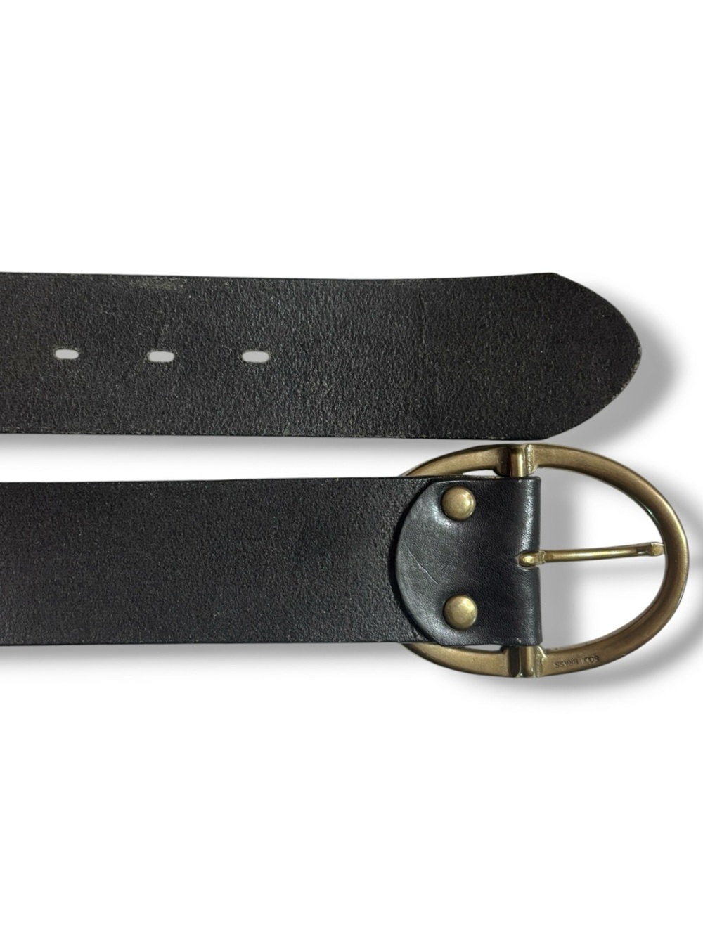BANANA REPUBLIC Black Western Scrollwork Tooled Leather Belt Oval Brass Buckle - Picture 4 of 11